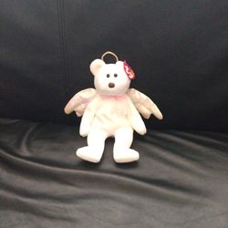 RARE 1998 Retired TY Halo Angel Beanie Baby With Brown Nose