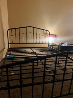 Black metal bed frame-queen