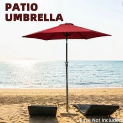 Red Patio Umbrella with Tilt and Crank