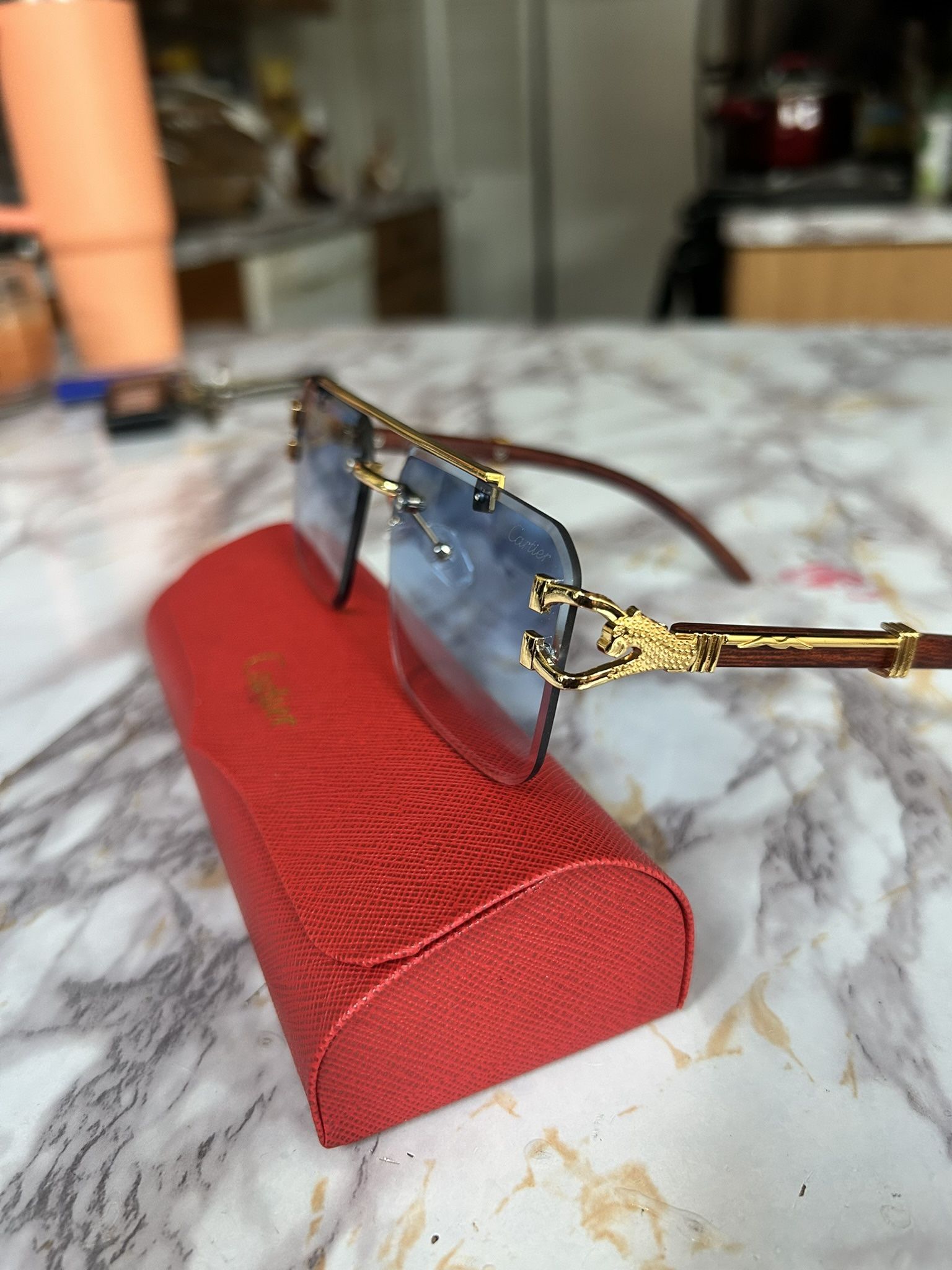 Rimless Diamond Cut Sunglasses