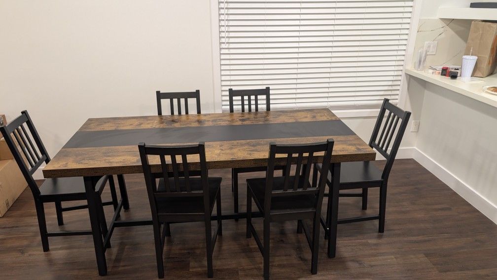 Dining Table With 6 IKEA Chairs