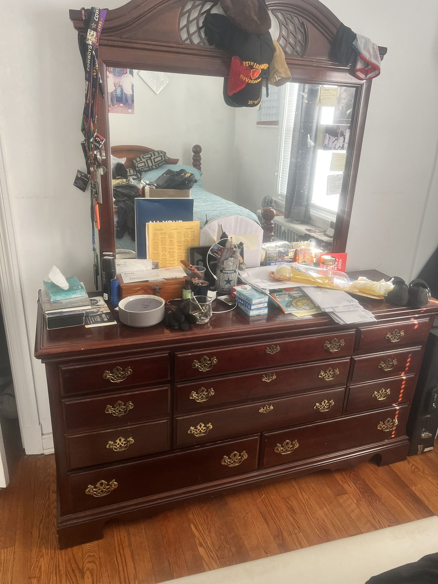 Ol School Cherry Oak Dresser With Mirror