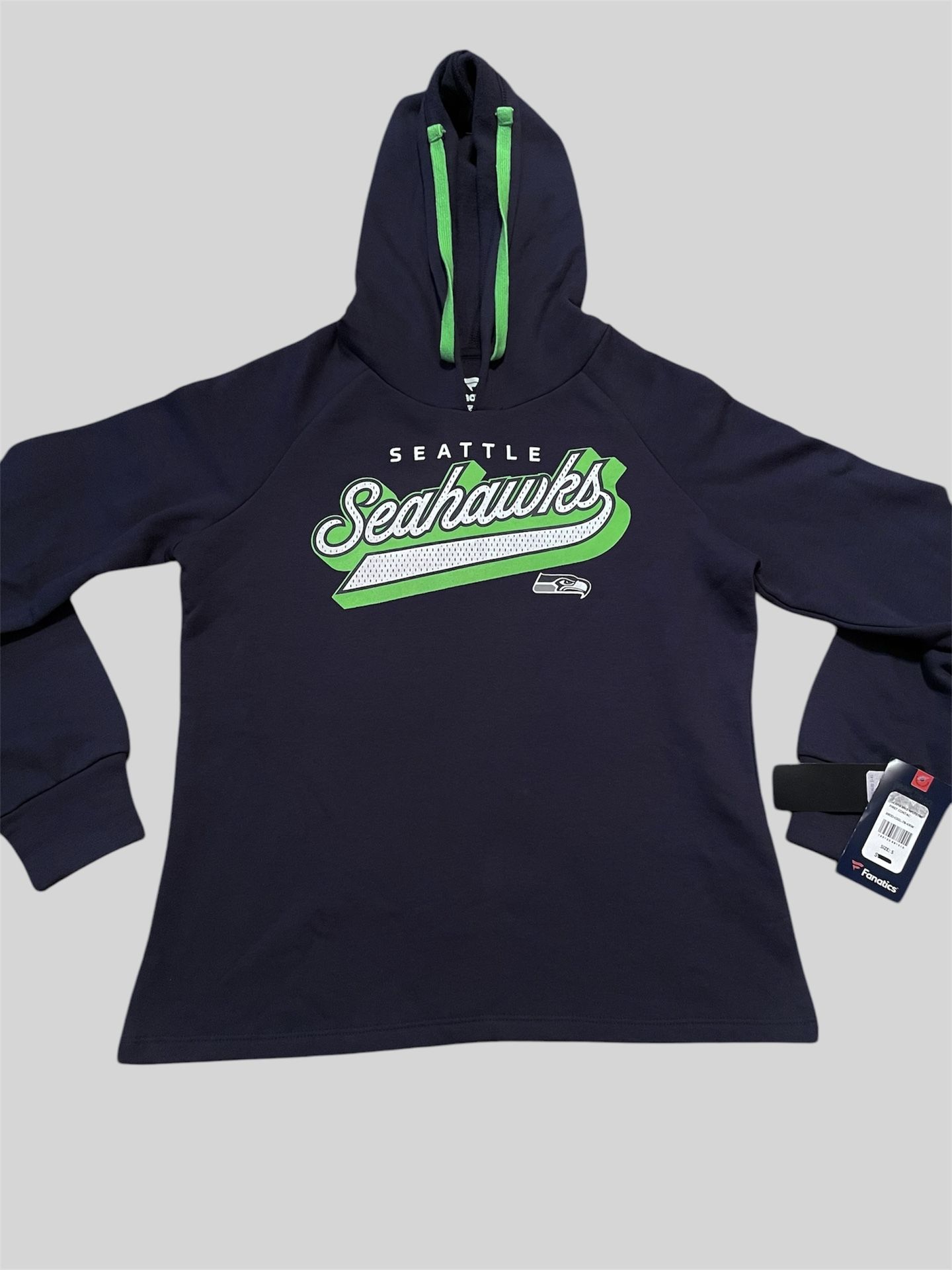Seattle Seahawks vintage 2000’s navy blue and neon green women’s hoodie sweatshirt Size Small