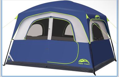 6-PERSON BLACKOUT TENT w/ Top Rainfly, Water Resistant, 79” Center Height, 10x9’ - New in Box
