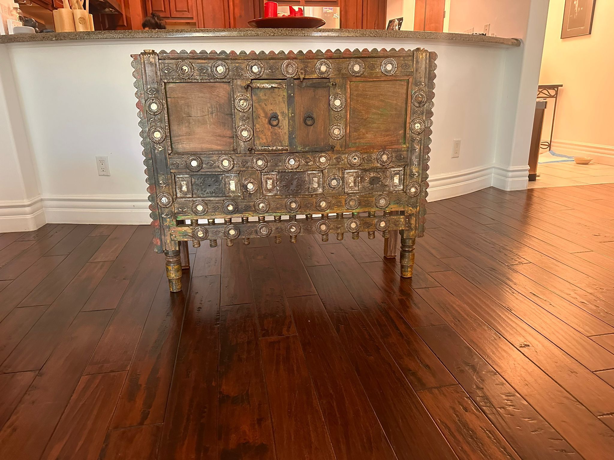 Antique Carved Teak wood Damachya chest.