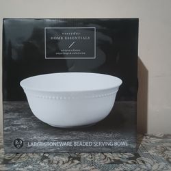 Large Stoneware Beaded Serving Bowl