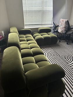 Green Velvet Modular Sectional Sofa