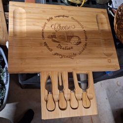 Wooden Charcuterie Board With Utensils