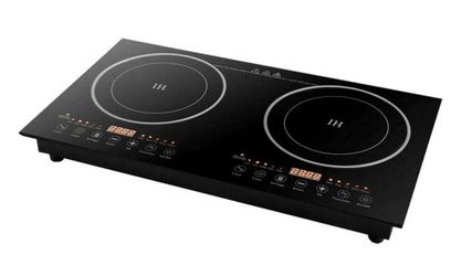 HaroldDol 2400W Portable Double Induction Cooktop Countertop Burner，Smart Touch LCD Display Electric Double Induction Cooktop Countertop Electric Hot 