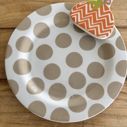 Happy Everything! Chevron Pumpkin Embellishment Plate Laura Johnson Neutral Dot