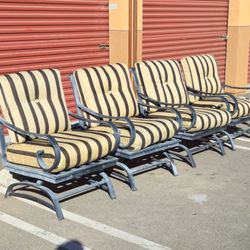 Set of 4 Metal Oversized Outdoor Rocker Club Chairs w/ Cushions