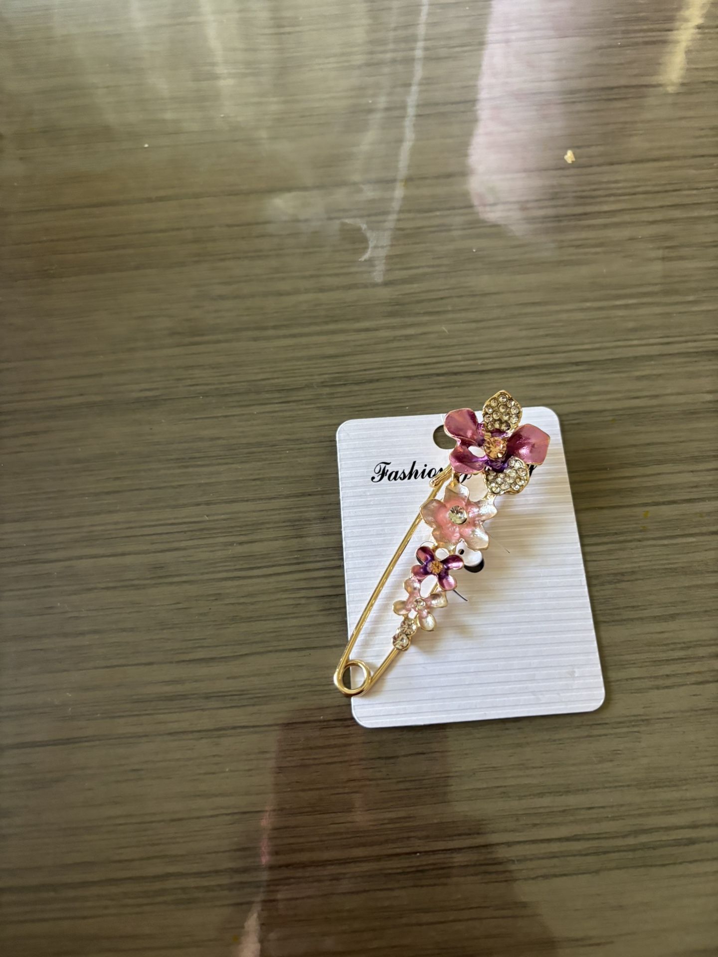 Floral Gold And Pink Brooch