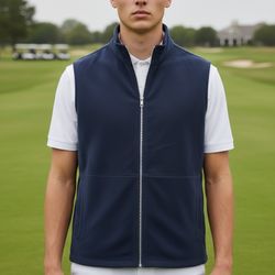 NEW Peter Millar Fleece Golf Vest Mens Size XL  Navy Blue Full Zip NWT 
