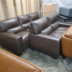 Top Grain Leather Sofa And Loveseat Set 