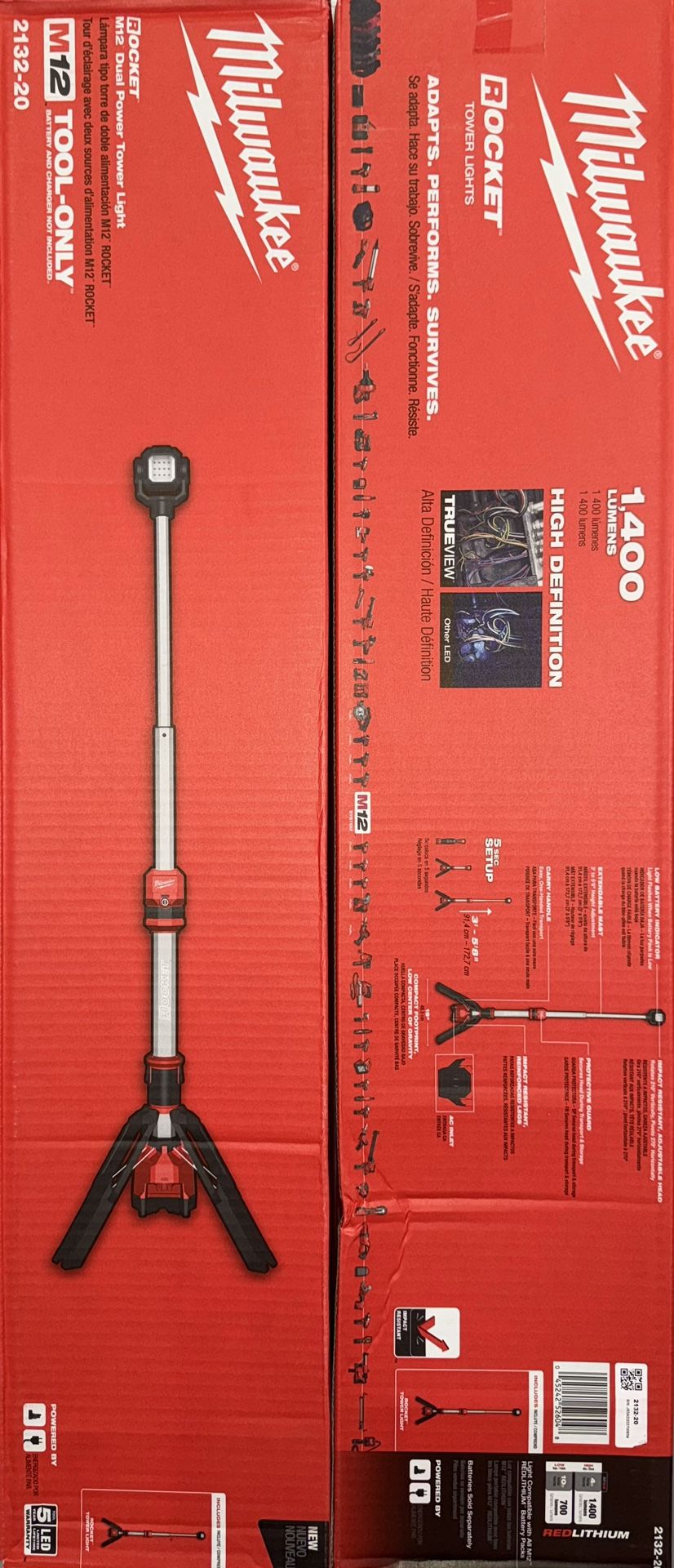 Milwaukee M12 Dual Power Tower Light. Tool Only. Model #2132-20