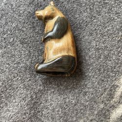 Hand Carved Bear -Animal Horn