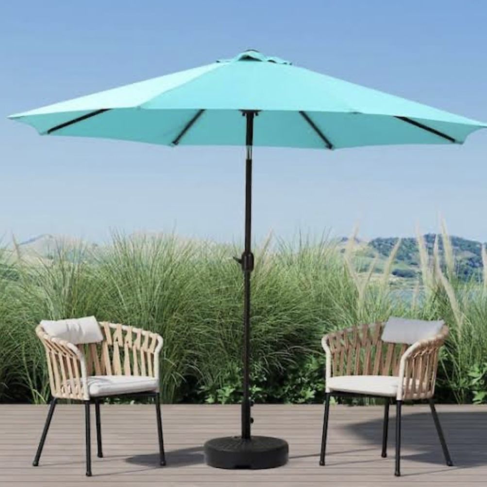 leaning patio umbrella Midtown Umbrellas - The Lean 9 Ft with Fade-Resistant Sunbrella Fabric, Auto-Tilt Aluminum Frame and 8 Reinforced Ribs for Deck, Pool & Garden or cafes! Color:Sachet Pink nitro team pro kleveland Bambrella Hurricane Cantilever Umbrella