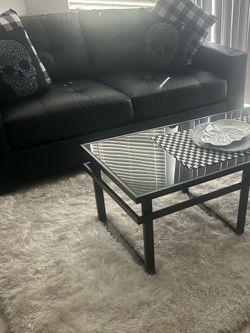 Black leather couch