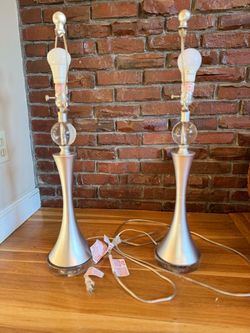 Pair of Silver Hourglass Table Lamp Bases