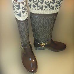 Michael Kors Fulton Harness Tall Rain Boots With MK Logo Socks