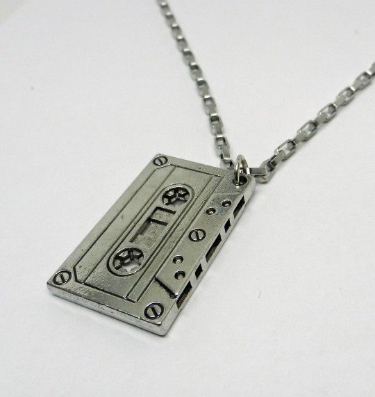Vintage Retro Cassette Tape Metal Necklace Unisex Men's Women's