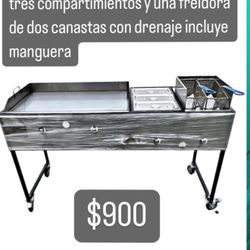 New Big Taco Cart/ Nuevo Carro Taquero I Con 3 Charolas I Con Freidora 