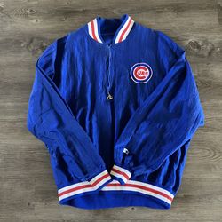 Vintage Starter MLB Chicago Cubs Half Zip Windbreaker Size XL (fits Large)