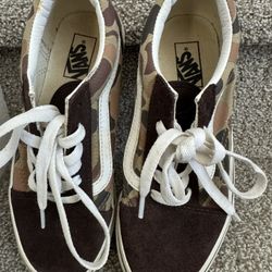 Vans Old School Sz 3.0 Kids Camouflage Shoes Brown/White Skate Sneakers