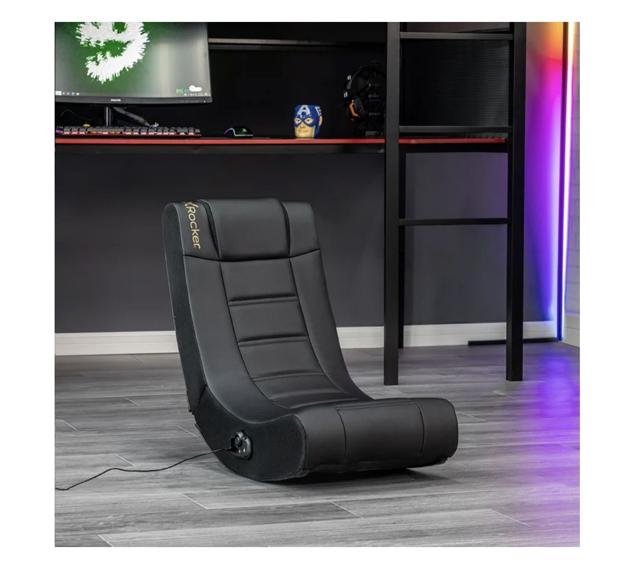 X Rocker Solo 2.0 Audio PU Leather Floor Rocker Black 30.3