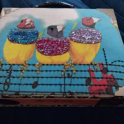Cigar Box Purse.       Colorful  Birds