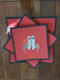 Red & Black Lacquer Tray Set Of 3 with Mother of Pearl Inlay