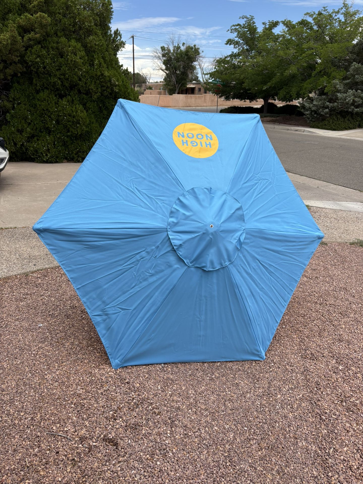 high noon patio umbrella PatioKingdom 9FT Outdoor Umbrella, Autotilt Whether its your morning coffee or an afternoon gathering Noon Double Parasol | Maximum