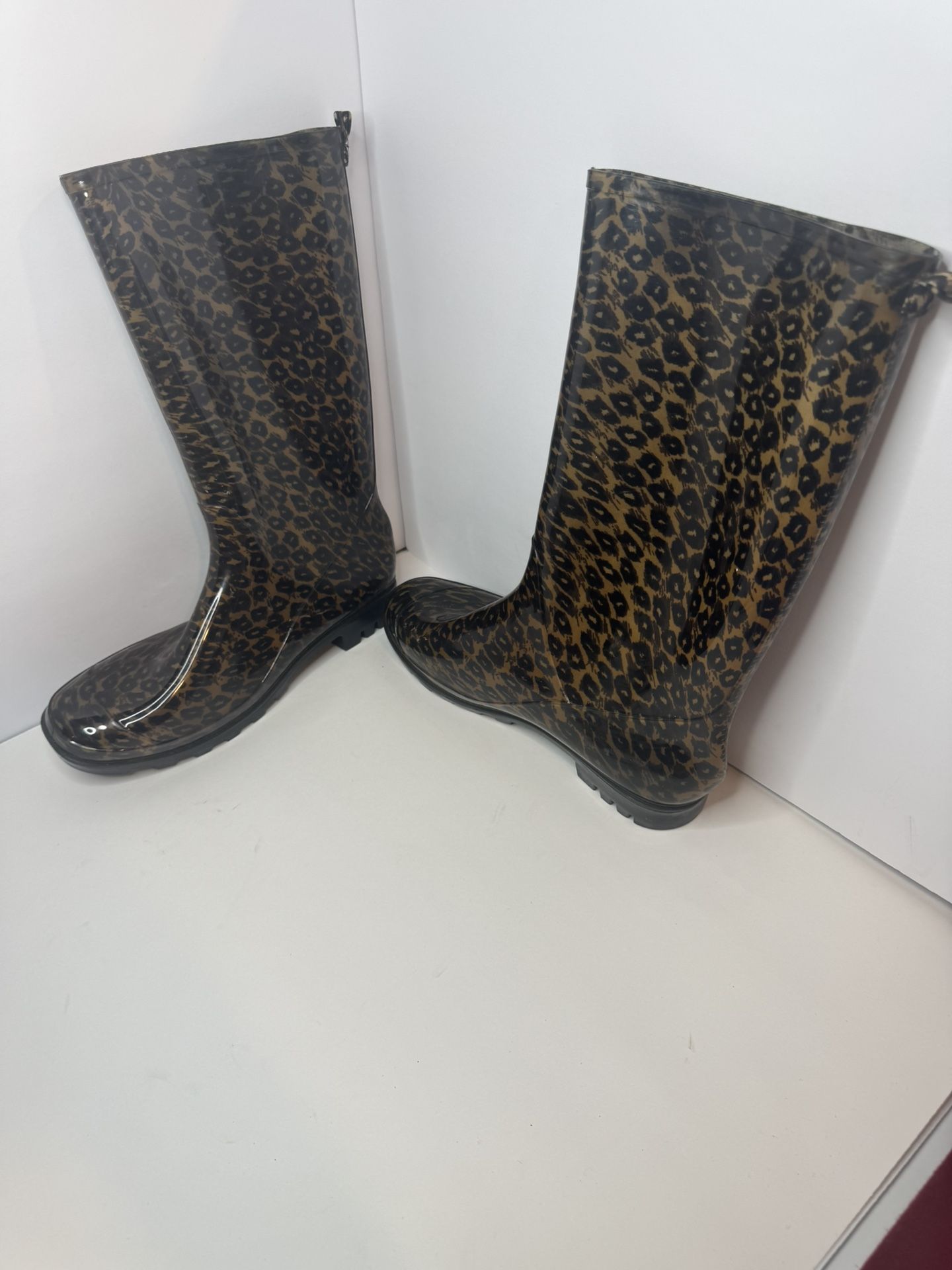 Capelli Leopard Print Rain Boots Size 11