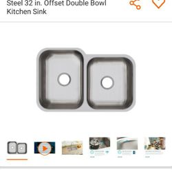 Avenue Undermount Stainless Steel 32 in Double Bowl Kitchen Sink