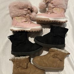 Kelly & Katie Lil Anna Snow Boot and Wonder Nation Baby & Toddler Girls Faux Fur Shearling Boots 7T