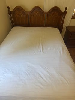 Carved Oak Wood Headboard Queen Size