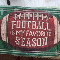 Football floor mat and wood plaque - BRAND NEW