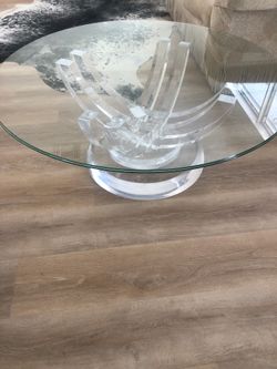 Elegant Lucite With Glass Top Coffee Table
