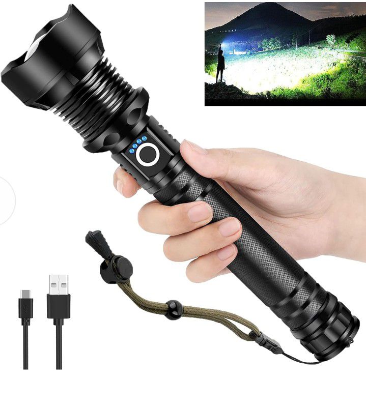 Rechargeable 990000 High Lumens LED Flashlights, XHP90.2 Super Bright Flashlight with Zoomable & 5 Modes & IPX7 Waterproof