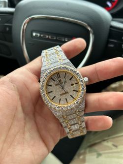 Custom Iced Out Luxury Watch AP Style Stainless Steel Automatic