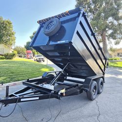 NEW DUMP TRAILERS 8X12X4 ROLLING TARP AND SPARE TIRE 2026 YEAR ELECTRIC BRAKES LIGHTS REMOTE CONTROL TITLE IN HAND READY FOR WORK