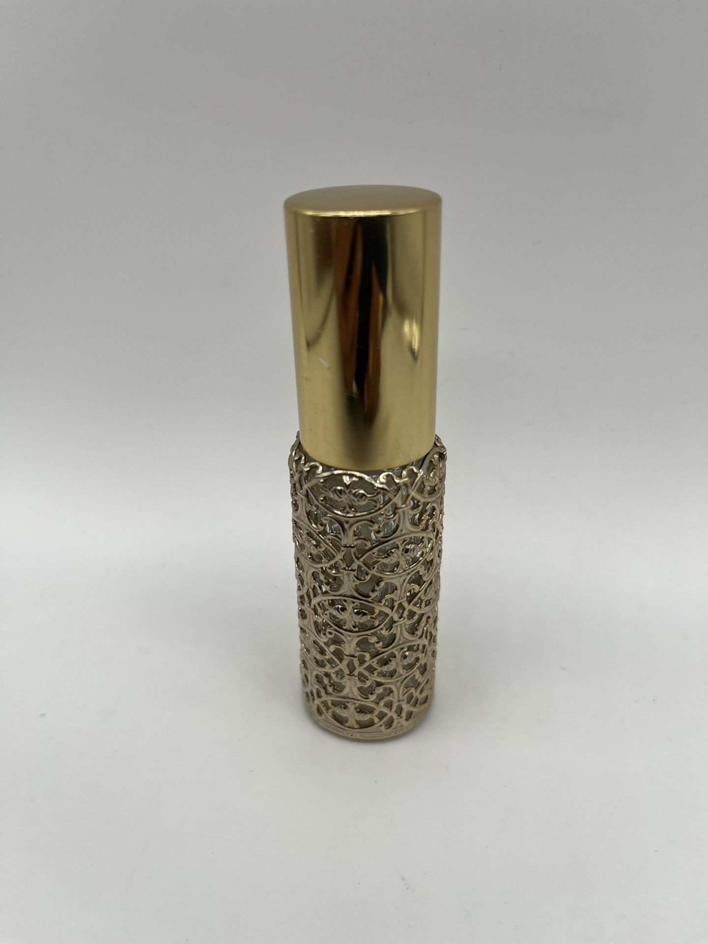 Vintage Intimate Golden Tone Filigree & Glass Bottle with Dauber By Revlon