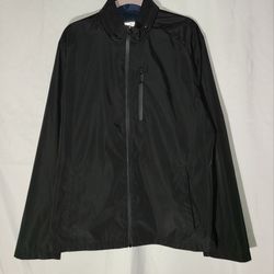 Michael Kors Mens XL Packable Full Zip Jacket Black Windbreaker Classic Modern