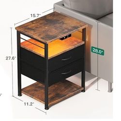 AODK Night Stand with Charging Station, End Table for Bedroom Tall Nightstand with Drawers, Small Nightstand for Bedroom, 4 Tier Storage Bedside Table