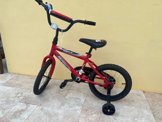 16" Rock It Boys Bike W/ Training Wheels Red Huffy Kids Bicycle 4-6 Years Old
