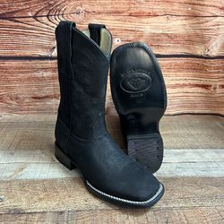 Men Western Cowboy Square Toe Boot Genuine Leather Bota Vaquera Rodeo Para Caballero