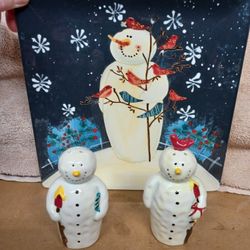 Twilight Snowman Christmas Salt&Pepper Shakers