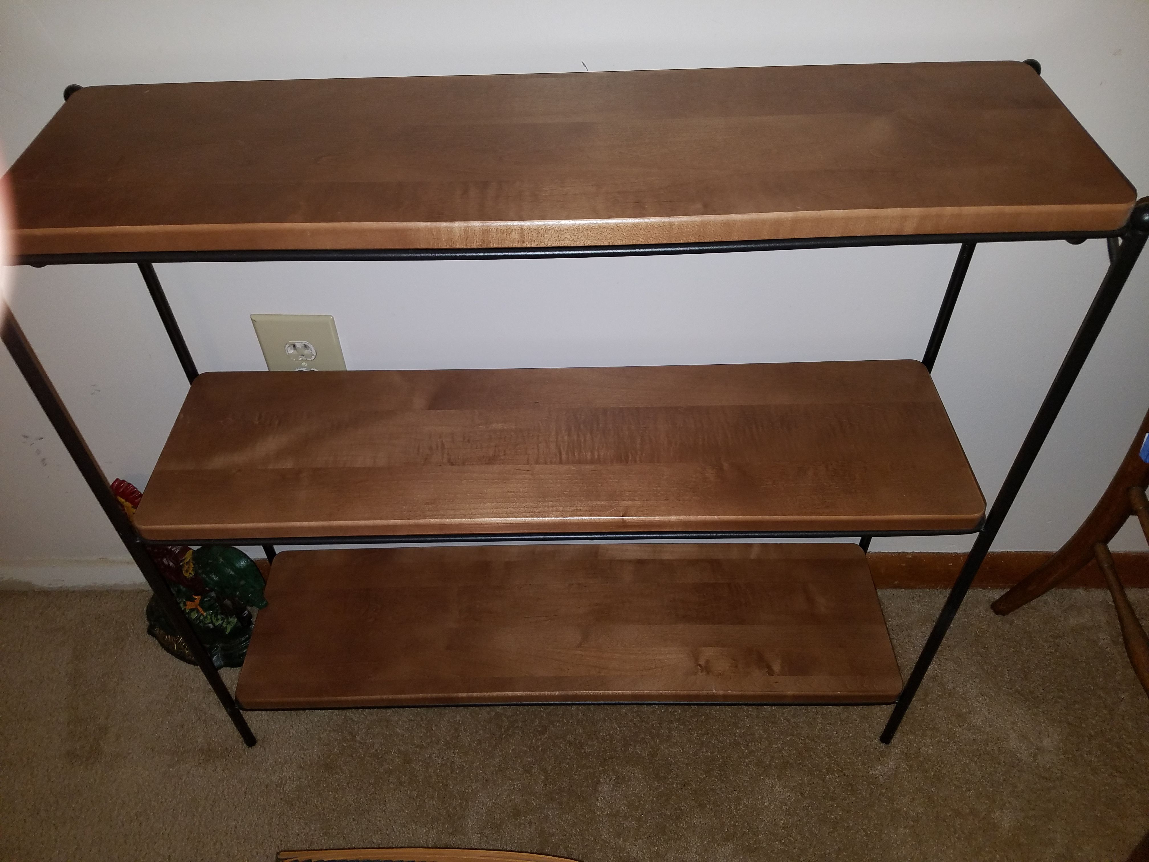 LONGABERGER WROUGHT IRON BOOKCASE SHELF WITH WOOD SHELVES