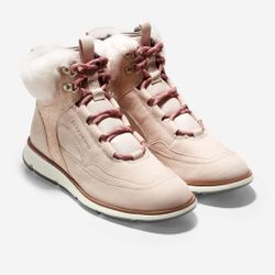 New With Tag Cole Haan Women 4.Zerogrand Leather Hiker Waterproof Oat Suede W22529