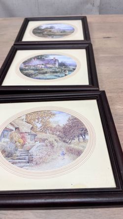 Set of 3 Framed vintage Country Cottage Prints